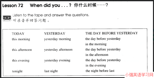 关于时间 前天in the morning the day before yesterday和tonight